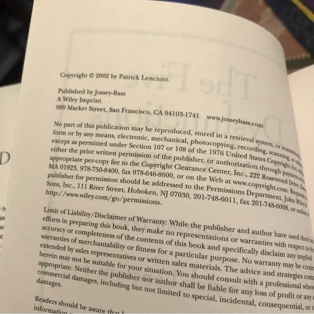 Five Dysfunctions of a Team : A Leadership Fable, 20th Anniversary Edition by...